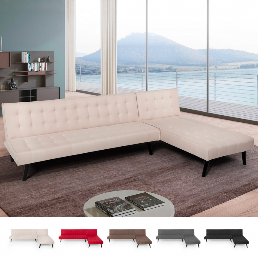 3 seater clic clac corner sofa bed in modern design reclining modular fabric Natal 