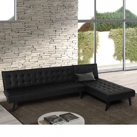 3 seater clic clac corner sofa bed in modular reclining leatherette Natal Evo Promotion