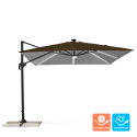 Decentralized pole umbrella with adjustable arm with 3x3m Led solar light Paradise Brown Light Offers