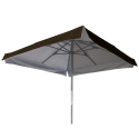 Marte Brown 3x3 square aluminium garden umbrella with central arm Discounts