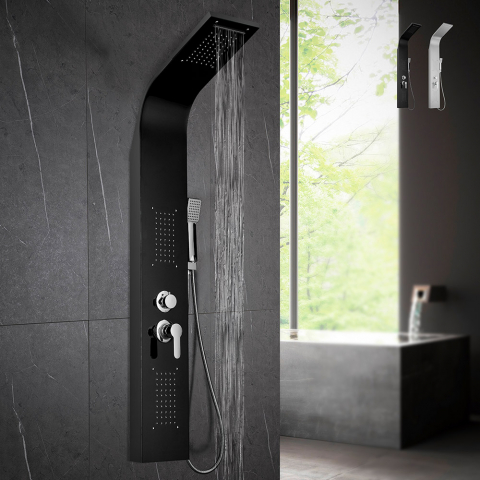 Steel shower column panel with waterfall hydromassage shower mixer Monticelli Promotion