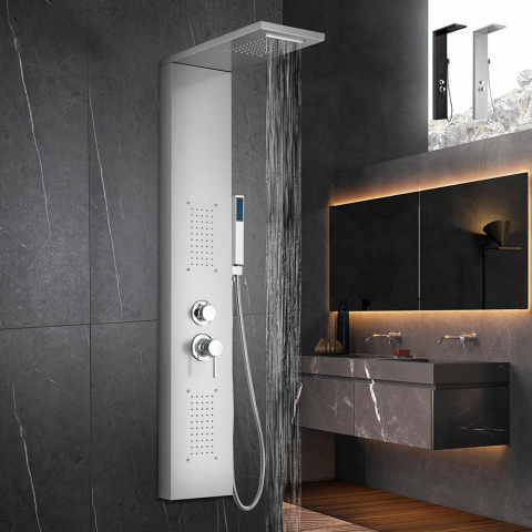 Steel shower column panel with hydromassage waterfall mixer Sirmione Promotion