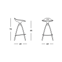 Transparent design stool with steel legs for kitchen bar Scab Frog h65 Model