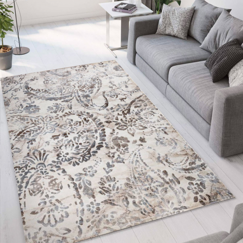 Floral modern design brown short pile rug for living room Double MAR002 Promotion