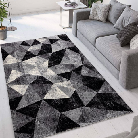 Modern design geometric rectangular grey and black rug Milano GRI011 Promotion