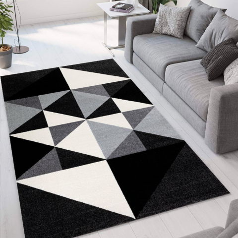 Modern design geometric rectangular grey and black rug Milano GRI013 Promotion