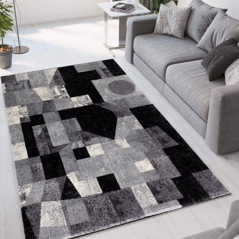 Modern design geometric rectangular grey and black rug Milano GRI012 Promotion