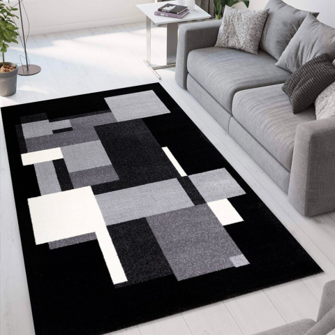 Modern design geometric rectangular grey and black rug Milano GRI014 Promotion