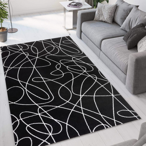 Modern design rectangular black and white rug for living room Milano NER001 Promotion