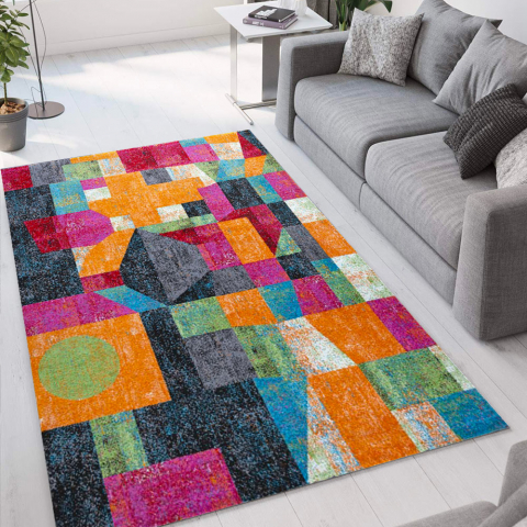 Modern design multicoloured geometric rug for living room Milano MUL020 Promotion