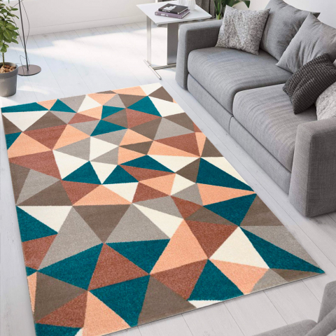 Modern design multicoloured geometric rug Milano GLO010 Promotion