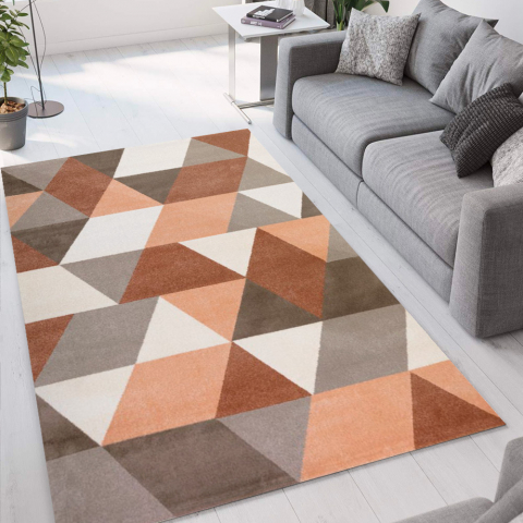 Geometric design brown and grey rectangular rug Milano GLO005 Promotion