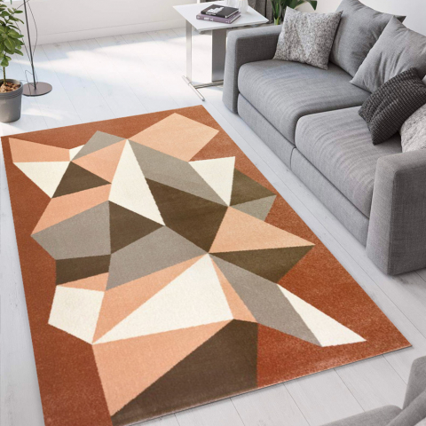 Geometric design brown and grey rectangular rug Milano GLO006 Promotion