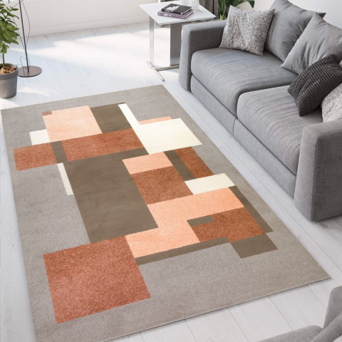 Geometric design brown and grey rectangular rug for living room Milano GLO002 Promotion