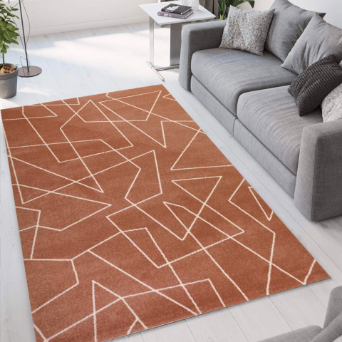 Geometric design brown and grey rectangular rug for living room Milano GLO007 Promotion