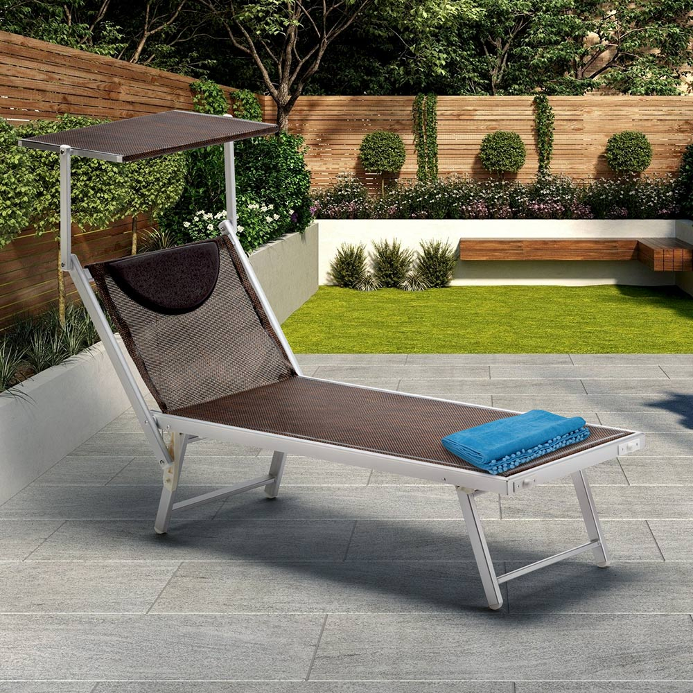 Santorini Limited Edition Folding Sun Lounger With Headrest And Adjustable Backrest