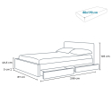Geneva Twin Complete Single Bed with Mesh Led Headboard and Drawers 80x190 cm Buy