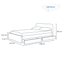 Geneva King Complete Double Bed with Mesh Led Headboard and Drawers 160x190 cm 