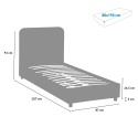Zurich Twin Complete Single Bed in Fabric with Mesh 80x190 cm 