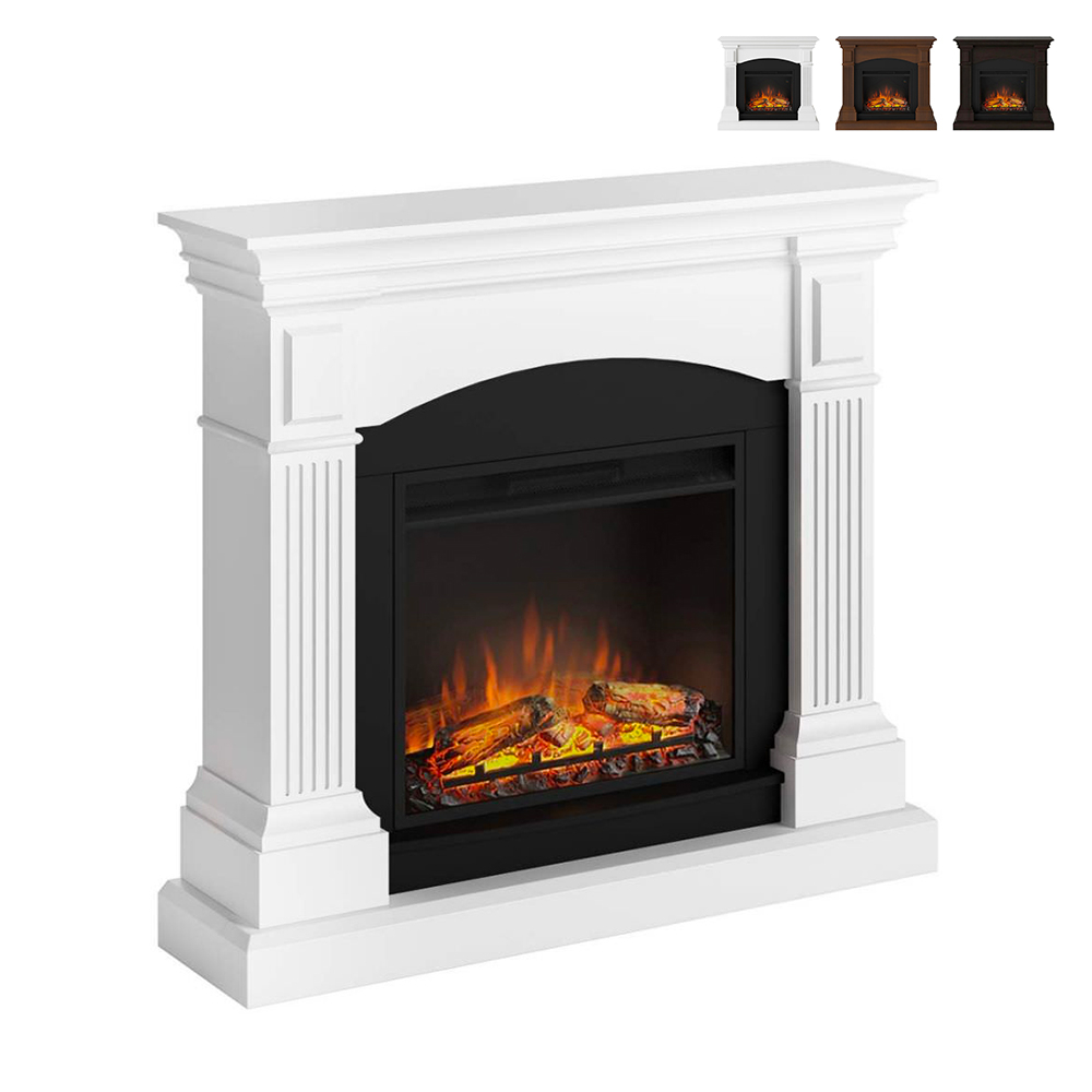Modern electric fireplace Powerflame 1500W with Magna wooden frame by Tagu