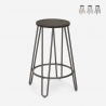 Industrial design wood and metal stool for bars restaurants kitchens Carbon Top On Sale