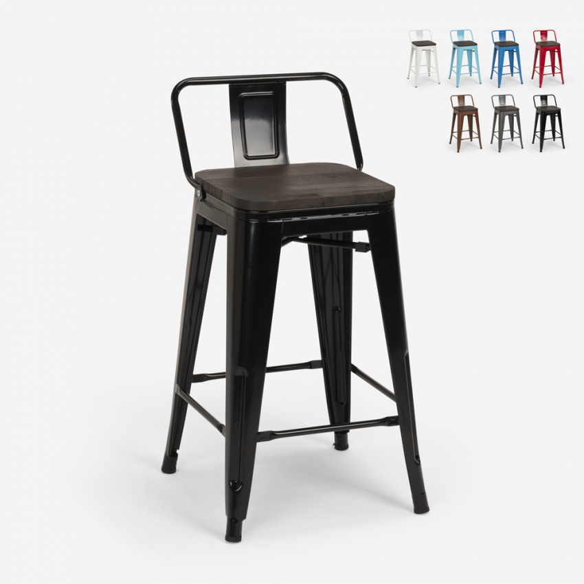 high stool industrial design metal wood style Lix bar kitchen steel wood top Catalog