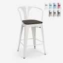 Lix steel wood back industrial design metal stool Promotion