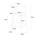 Lix steel wood back industrial design metal stool 
