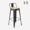 industrial design stool metal wood vintage style brush top On Sale