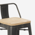 industrial design stool metal wood vintage style brush top Characteristics