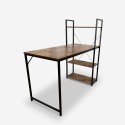 Industrial design office desk with open metal bookcase 120x62 Cambridge Offers
