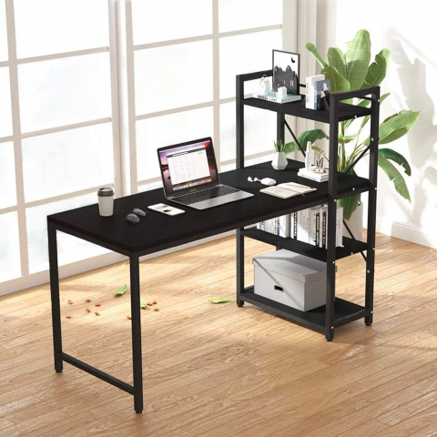 Office desk 120x62 modern design black metal open bookcase Cambridge BLACK Promotion