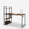 Industrial design office desk with open metal bookcase 120x62 Cambridge On Sale