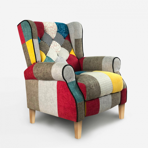 Modern design reclining patchwork bergère armchair Throne Light Promotion