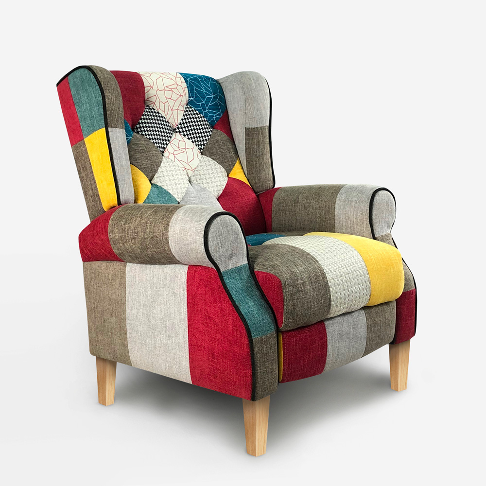 Modern design reclining patchwork bergère armchair Throne Light