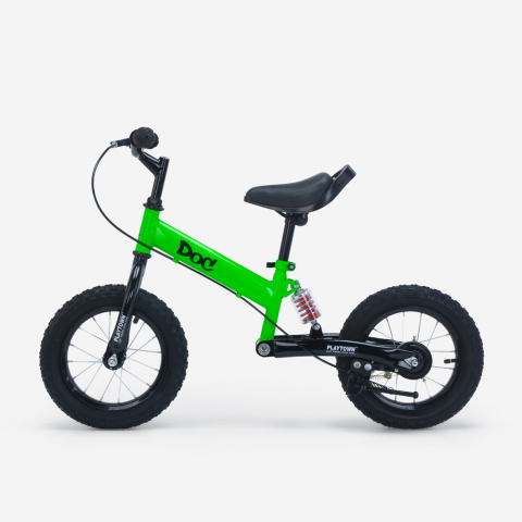 Balance bike for children with brake, inflatable wheels and side-stand Doc Promotion