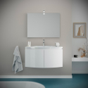 Suspended bathroom cabinet 2 doors ceramic washbasin mirror LED light Siljan Offers