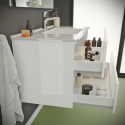 Bathroom cabinet suspended base 2 drawers ceramic sink mirror LED lamp Kallsjon Discounts