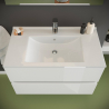 Bathroom cabinet suspended base 2 drawers ceramic sink mirror LED lamp Kallsjon Catalog