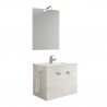 Bathroom cabinet suspended base 2 doors mirror LED lamp ceramic washbasin towel holder Vanern Offers