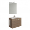 Bathroom cabinet suspended base 2 doors ceramic sink towel holder mirror LED lamp Vanern Oak Offers