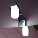 Bathroom cabinet suspended base 2 doors ceramic sink towel holder mirror LED lamp Vanern Oak Model