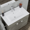 Bathroom cabinet suspended base 2 doors towel holder sink ceramic mirror LED lamp Vanern Noir Discounts