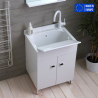 Wash basin 60x50 cm mobile washbasin with 2 doors and clothes washing axis Hornavan On Sale