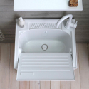 Wash basin 60x50 cm mobile washbasin with 2 doors and clothes washing axis Hornavan Sale