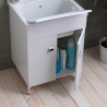 Wash basin 60x50 cm mobile washbasin with 2 doors and clothes washing axis Hornavan Discounts