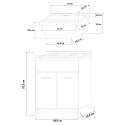 Wash basin 60x50 cm mobile washbasin with 2 doors and clothes washing axis Hornavan Choice Of