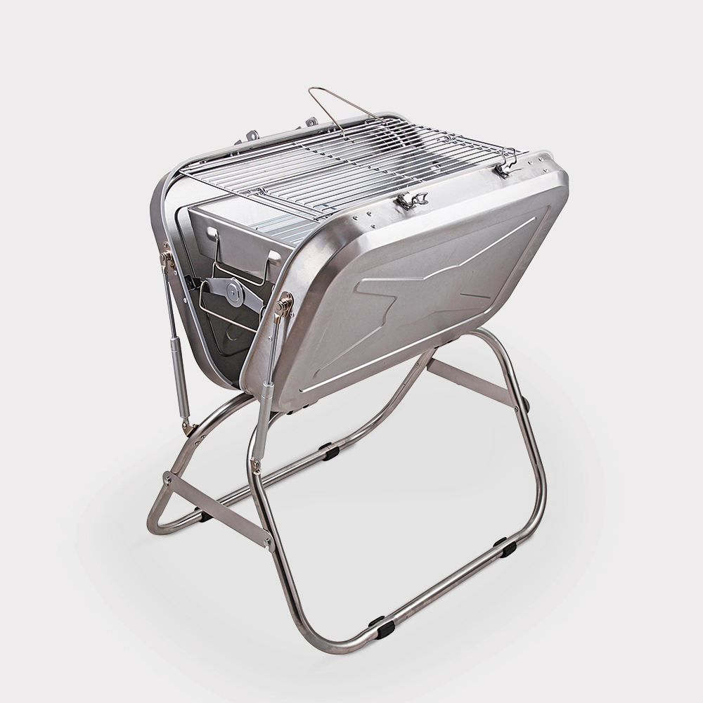 Charcoal barbecue grill portable folding case Beech