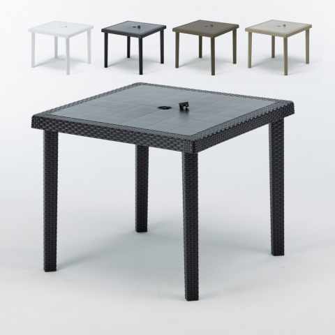 Set of 12 Boheme Square Wicker Garden Tables For Restaurants And Bars 90x90cm