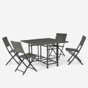 Outdoor garden set square table 110x110cm with 4 folding chairs modern rattan Lentel Promotion